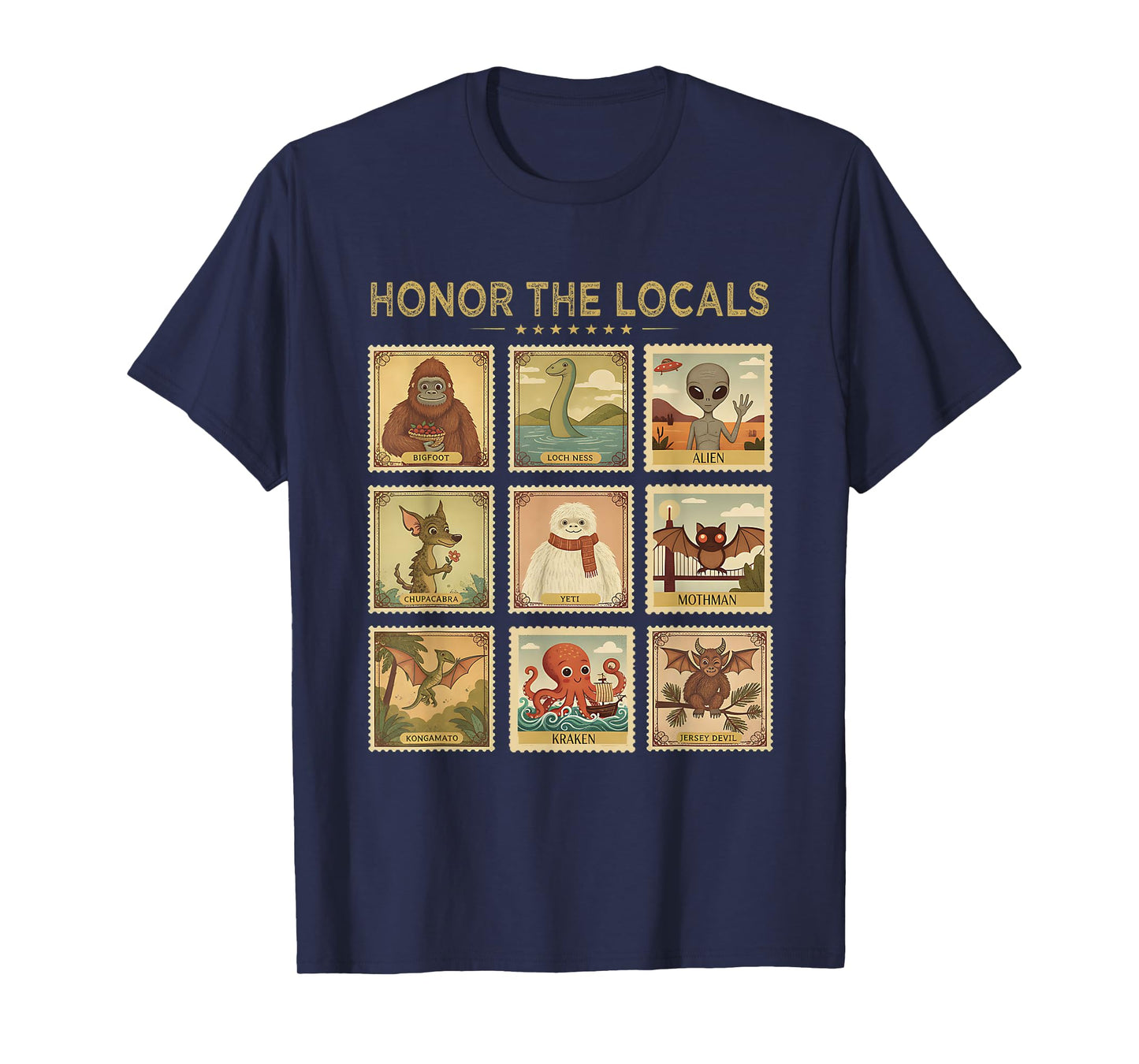 Retro Honor The Locals Bigfoot Big Foot Women Men Cryptid T-Shirt