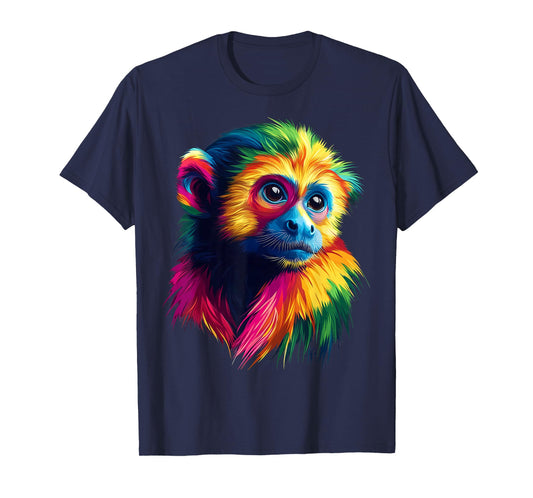 Colorful Capuchin Monkey Face Animal Lover Men Women Black T-Shirt