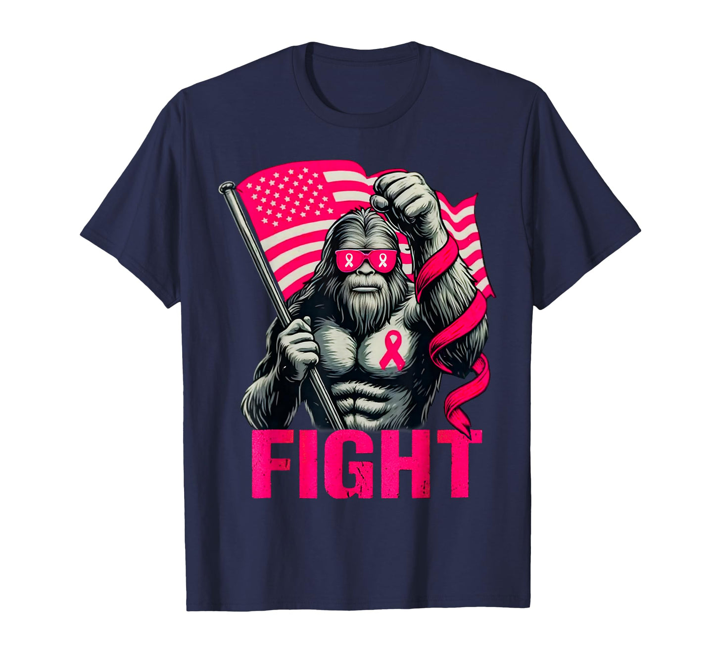Bigfoot Pink Ribbon Fight Breast Cancer Awareness T-Shirt