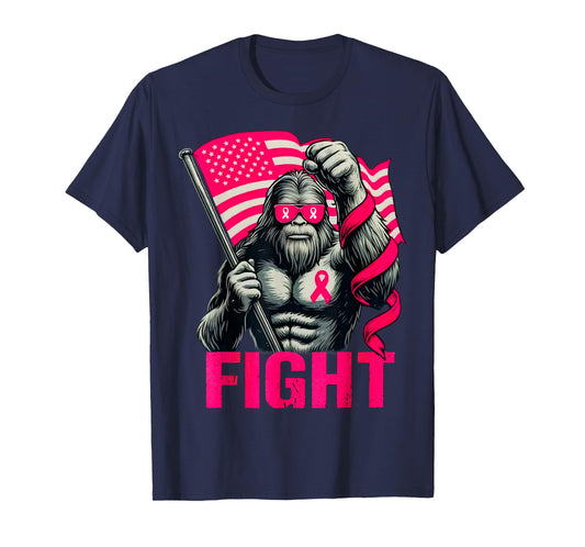 Bigfoot Pink Ribbon Fight Breast Cancer Awareness T-Shirt