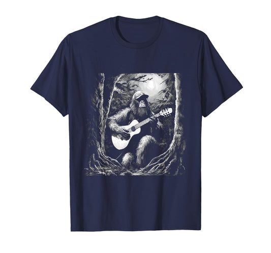 Bigfoot Playing Acoustic Guitar Funny Sasquatch Big Foot T-Shirt