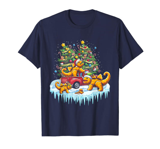 Dino Chicken Nuggets Funny Dinosaur Shape Nuggets Christmas T-Shirt
