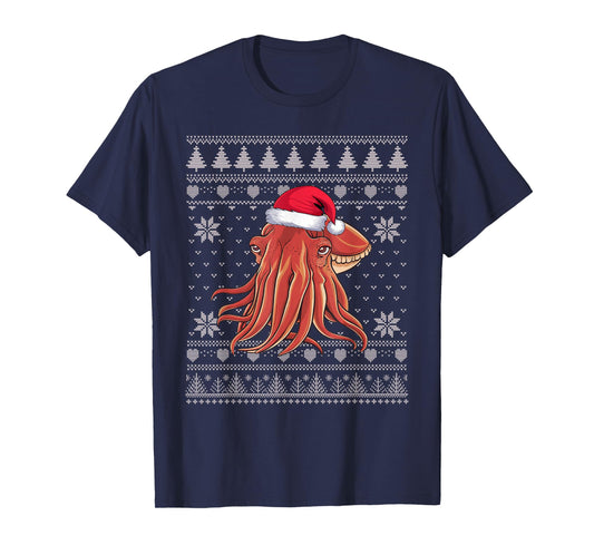 Funny Cuttlefish Ugly Christmas Sweater Santa Xmas PJs T-Shirt