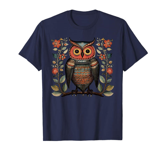Cottagecore Aesthetics Owl Floral Nature Watching Owl Lover T-Shirt