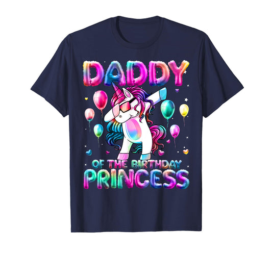 Daddy of the Birthday Princess Girl Dabbing Unicorn Daddy T-Shirt