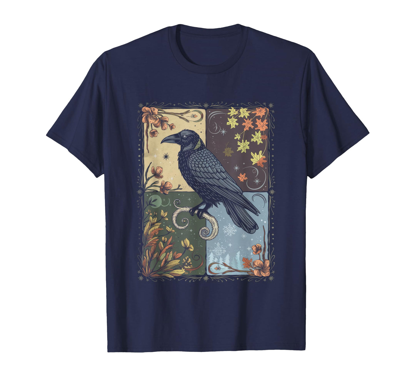 Ravens Raven Moon Floral Nature Birds T-Shirt