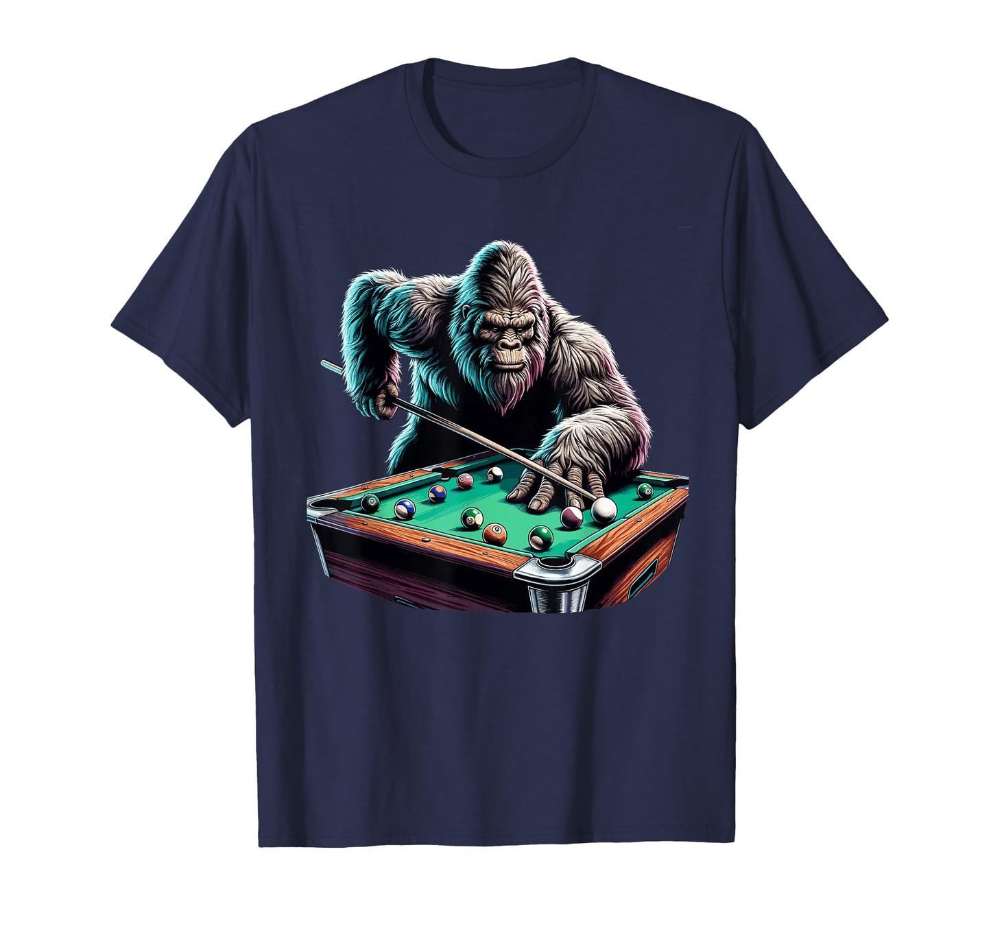 Funny Bigfoot Sasquatch Billiards Pool Player Men Boys T-Shirt