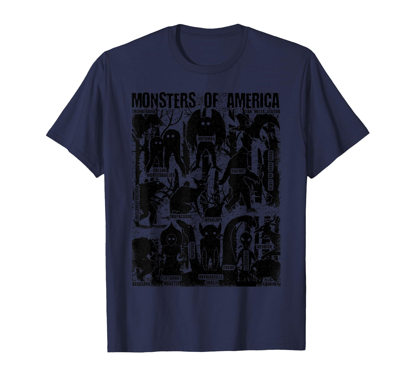 Bigfoot Mothman Champ And Other Monsters Of America Cryptid T-Shirt