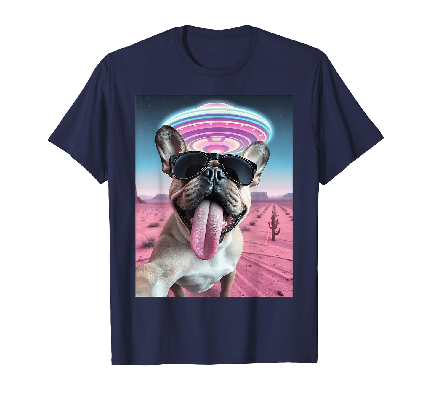 French Bulldog UFO Selfie Retro French Bulldog Aliens T-Shirt