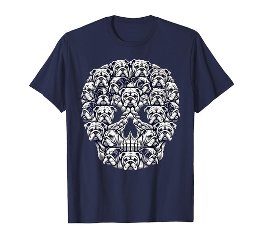 English Bulldog Dog Skull Halloween T-Shirt