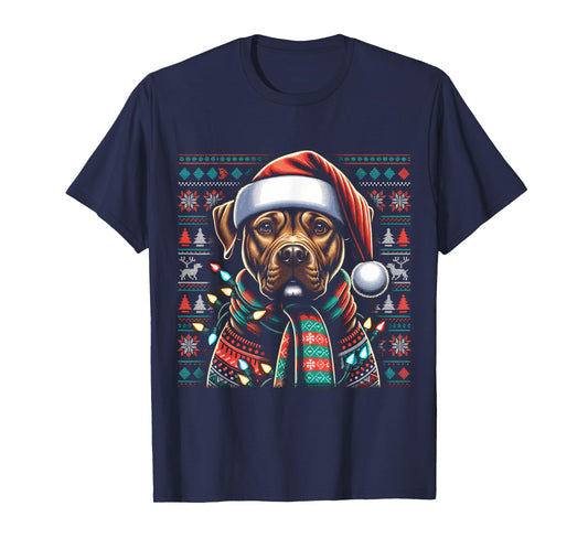 Christmas Pit bull Xmas Pit Bull Mom Dog Lover Santa Womens T-Shirt