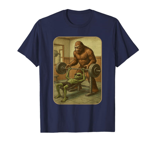 Gym Shirt Men Women Weightlifting Bigfoot Alien T-Shirt