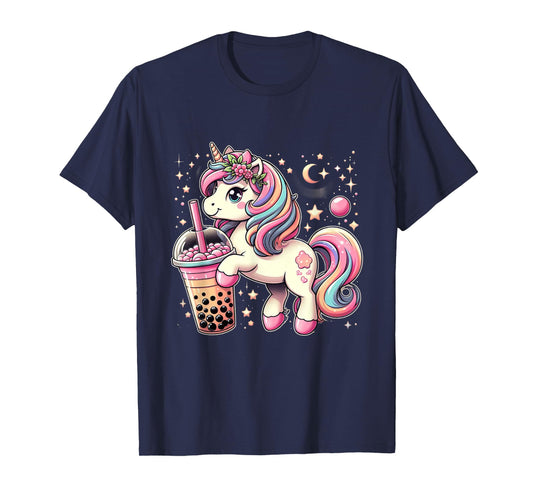 Boba Tea Unicorn Kawaii Neko Japanese Bubble Tea Aesthetic T-Shirt