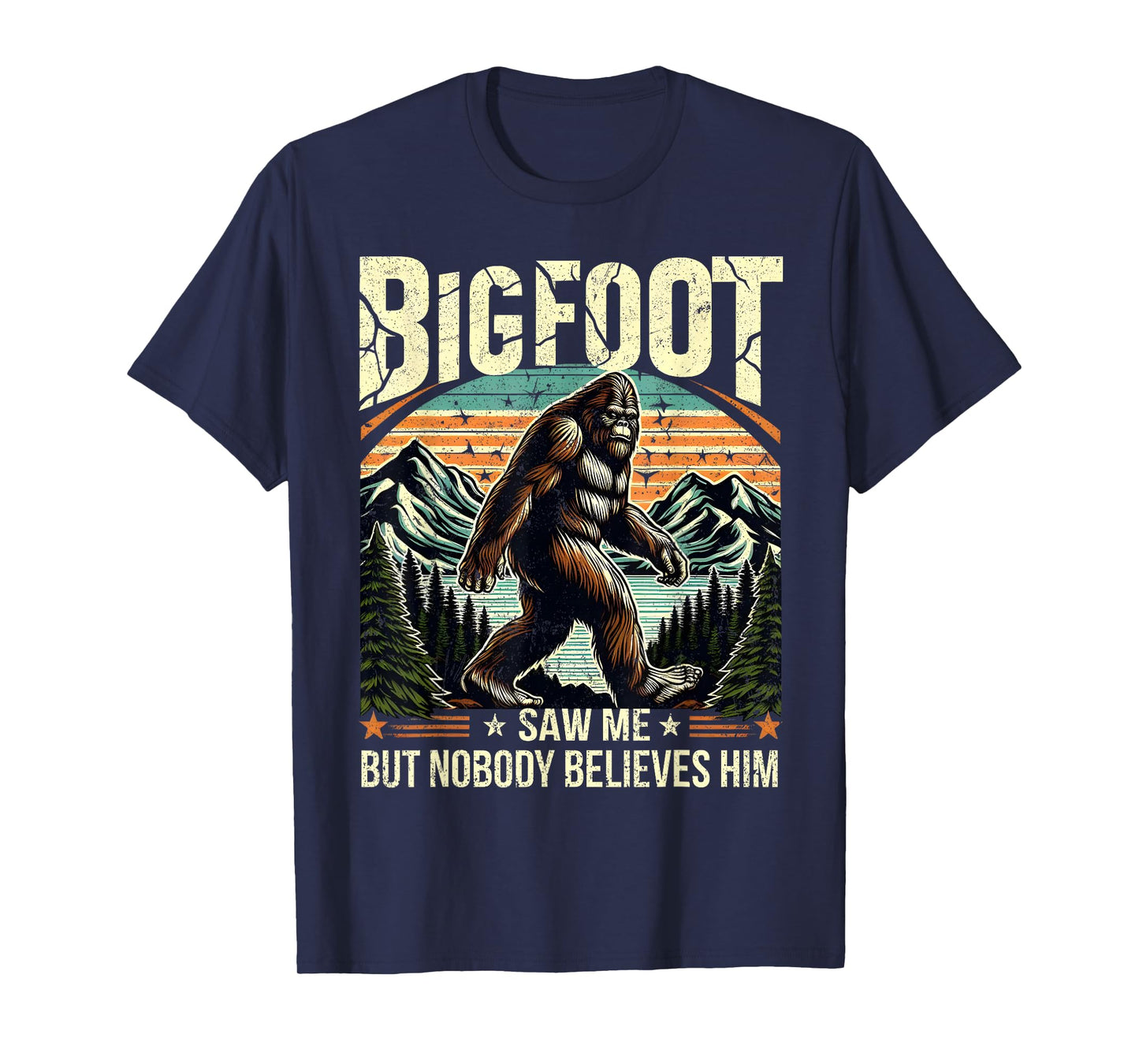 Bigfoot Saw Me Funny Sasquatch Retro Forest Tee T-Shirt