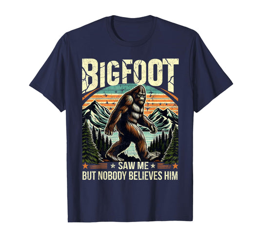 Bigfoot Saw Me Funny Sasquatch Retro Forest Tee T-Shirt