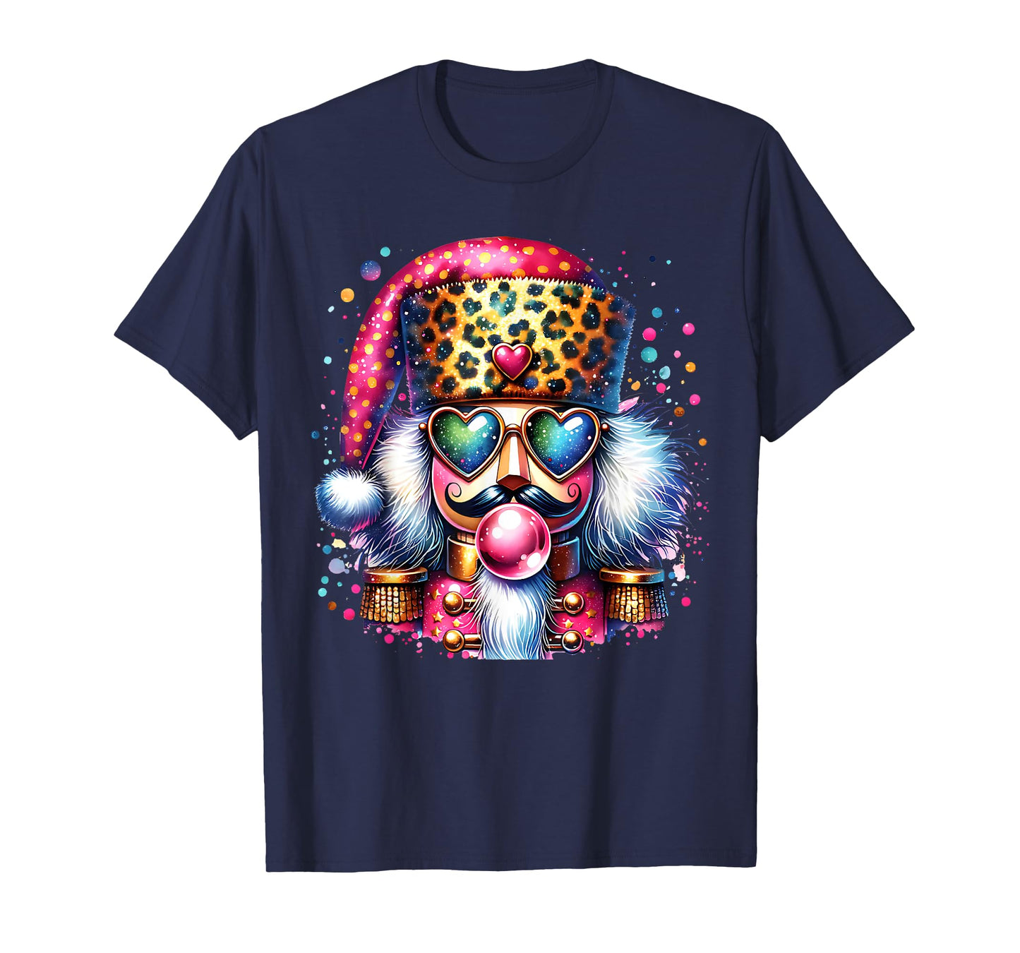 Cute Nutcracker Blowing Bubble Gum Pink Christmas Pajamas T-Shirt