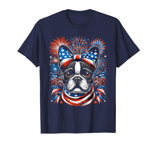 French Bulldog Patriotic 4th Of July USA American Flag T-Shirt for Women Men