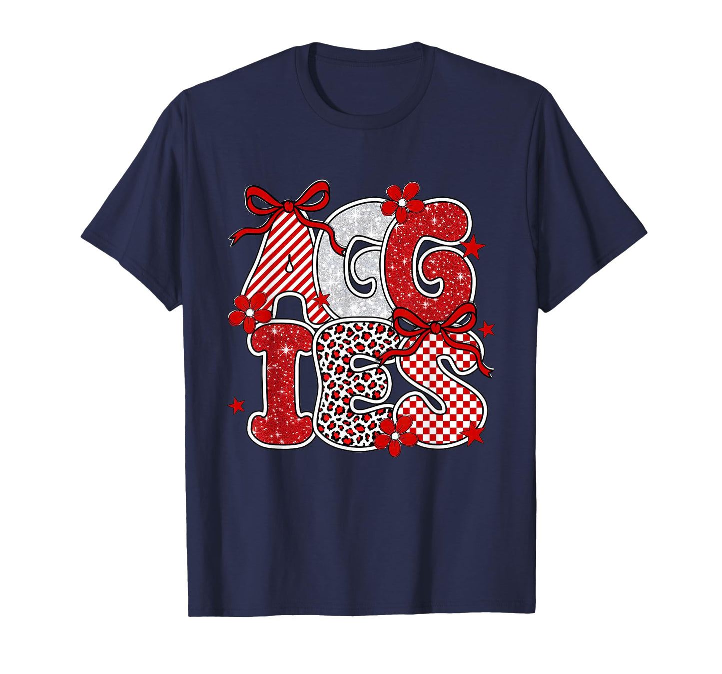 Aggies Maroon and White Leopard School Spirit Mascot Bow T-Shirt
