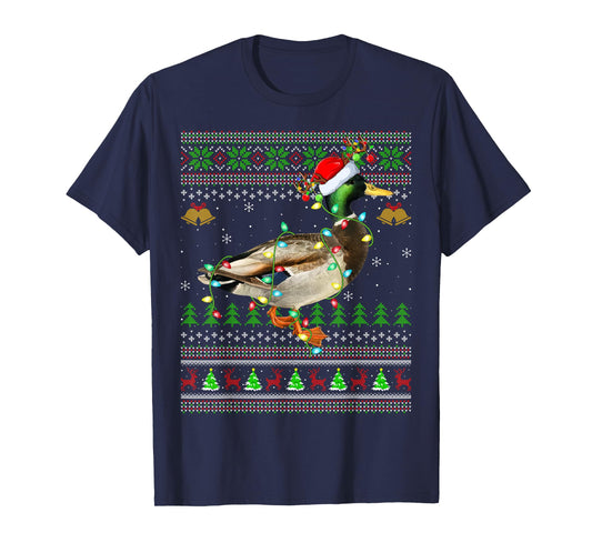 Mallard Bird Lover Xmas Santa Mallard Ugly Christmas T-Shirt