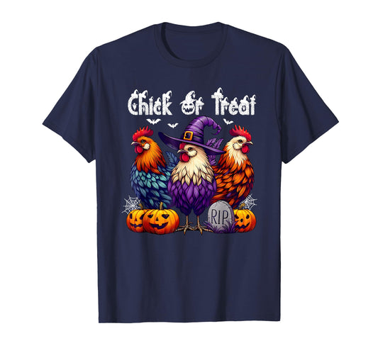 Chick Or Treat Funny Halloween Witch Spooky Cute Chicken T-Shirt