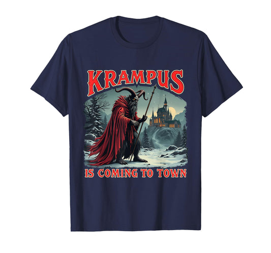 Merry Christmas Krampus Is Coming To Town Xmas Christmas Horror Costume T-Shirt