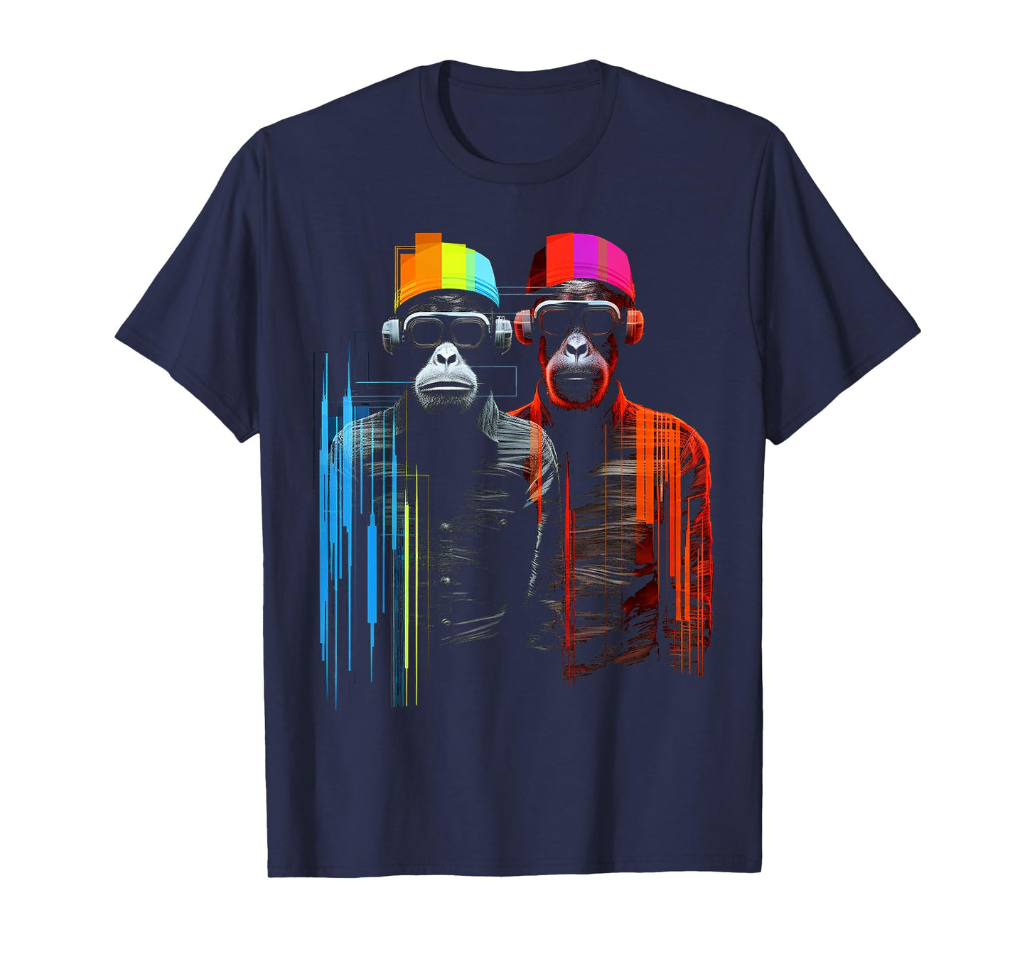 Monkey Colorful Animal Drawingg Abstract Art Monkey T-Shirt
