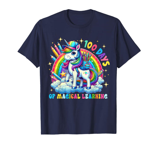 100 Days Of Magical Learning Unicorn 100th Day School Girls T-Shirt