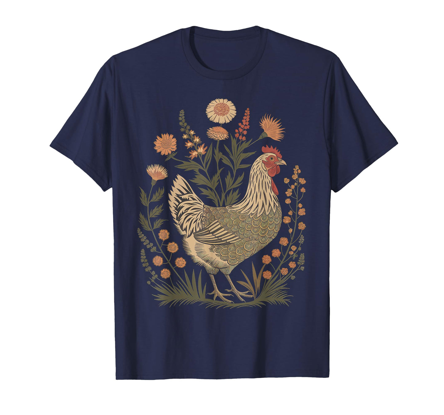 Chicken Floral Art Graphic Women Farm Chicken Lover Colorful T-Shirt