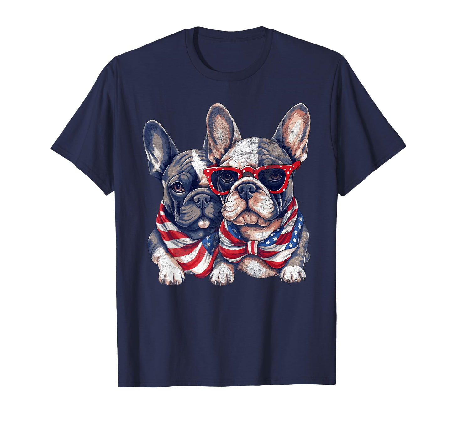 French Bulldog American Flag Patriotic 4th of July Frenchie Women Kids Men T-Shirt