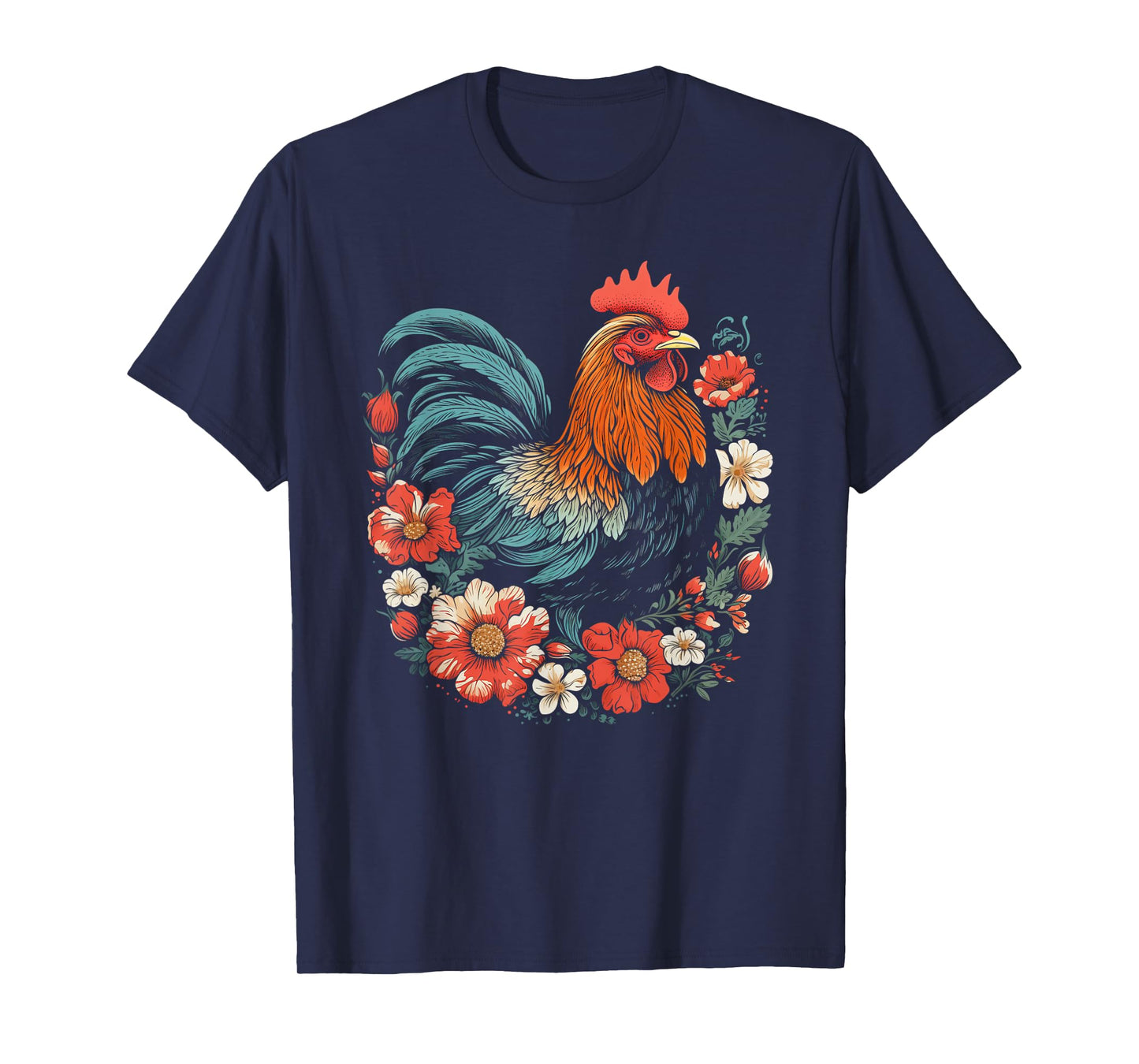 Chicken Vintage Flowers Floral Poultry Farmer Farm Animal T-Shirt