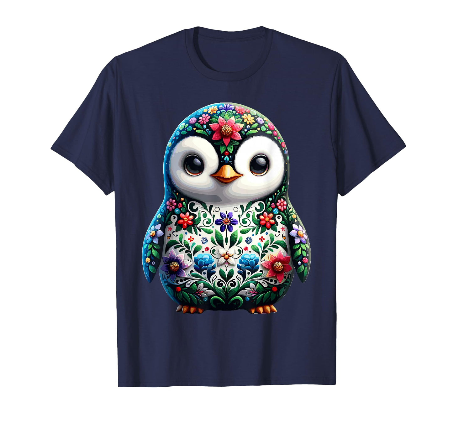 Cute Floral Aesthetic Penguin Lover Penguin T-Shirt