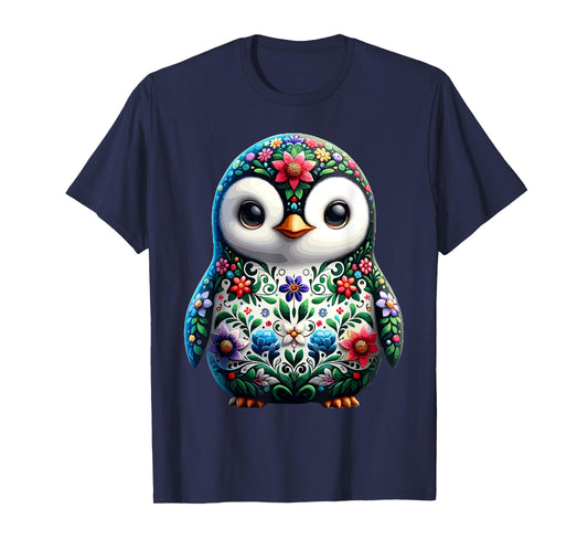 Cute Floral Aesthetic Penguin Lover Penguin T-Shirt