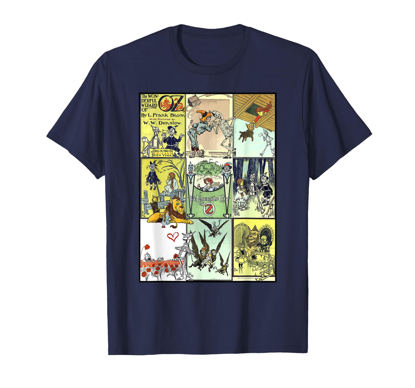 Dorothy and Toto The Wonderful Wizard of Oz Collage T-Shirt - Green, Unisex-Adults, Short Sleeve, T-Shirt, Small