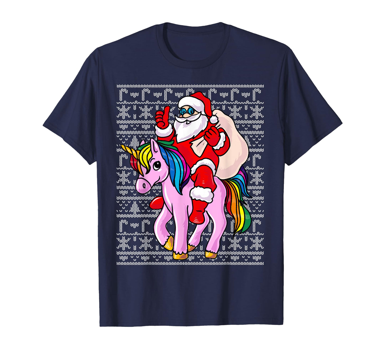 Santa Claus Pink Unicorn Girls Womens Ugly Christmas Kids T-Shirt