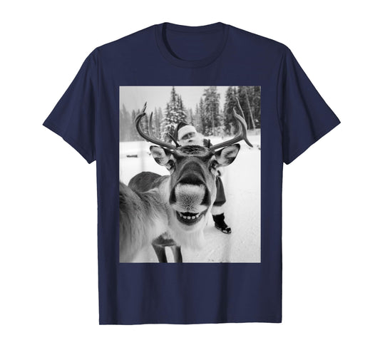 Reindeer Selfie Christmas Party Selfie Funny Reindeer Xmas T-Shirt