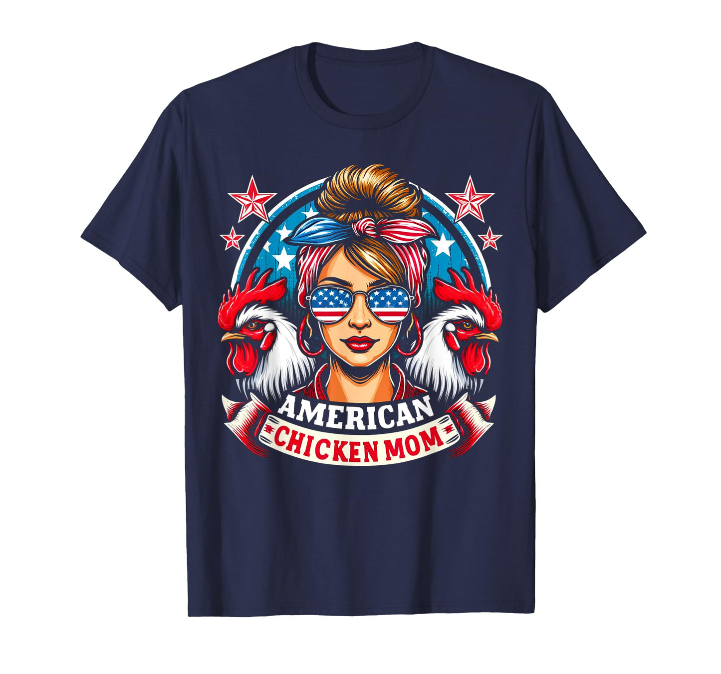 Patriotic America Chicken Mom 4th of July USA Chicken Lover T-Shirt for Women Kids Men