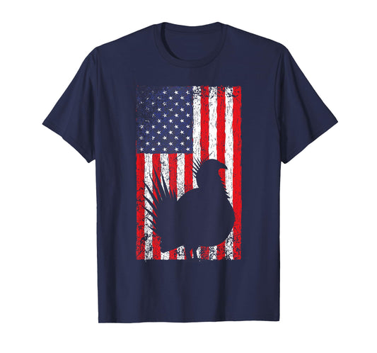 Sage Grouse American Flag Vintage Western Bird Country T-Shirt
