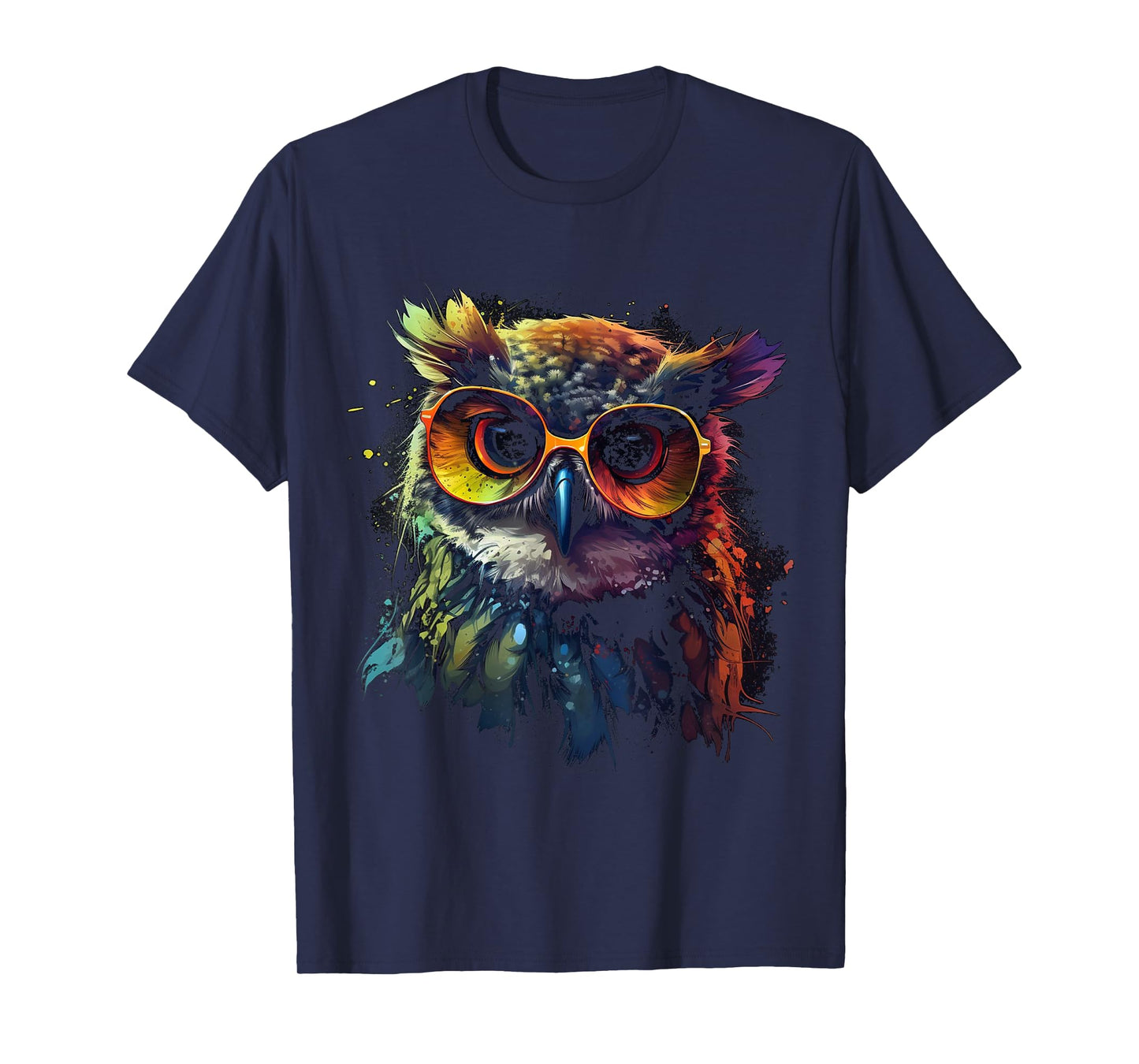 Owl Artwork - Animal Glasses Colourful Bird Art Owl T-Shirt
