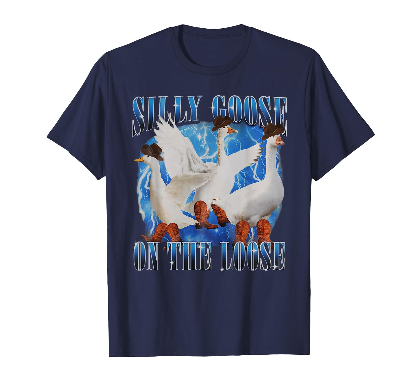 Western Goose Cowboy Silly Goose On The Loose Funny Men T-Shirt