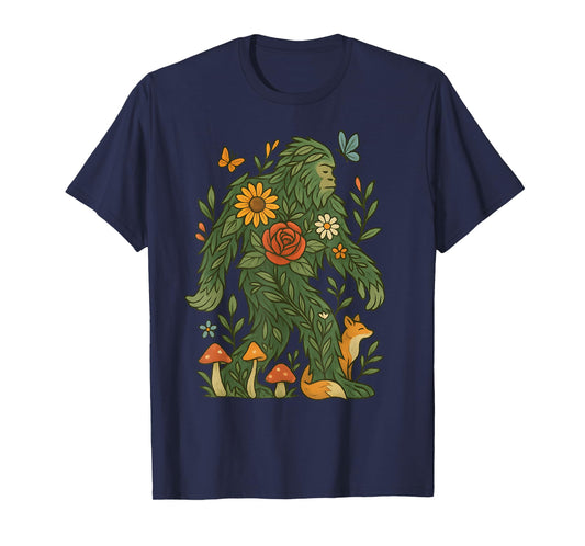 Floral Bigfoot Cottagecore Botanical Nature Lover Fairycore T-Shirt