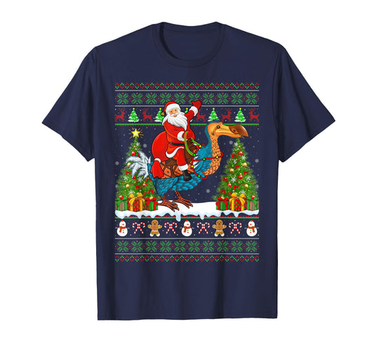 Dodo Bird Lover Funny Ugly Santa Riding Dodo Christmas T-Shirt
