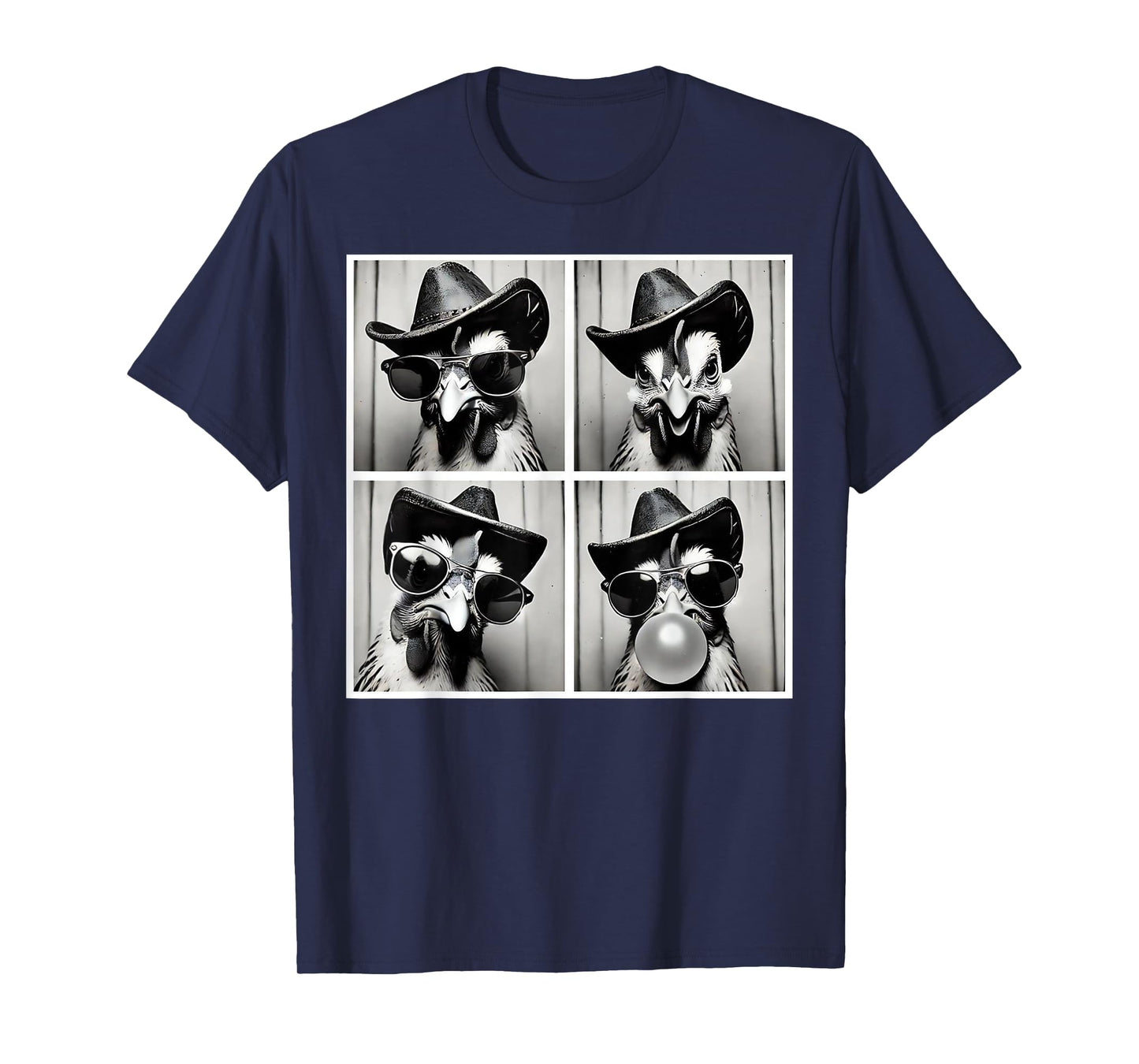 Cowboy Rooster Wearing Sunglasses Photobooth Selfie Western T-Shirt
