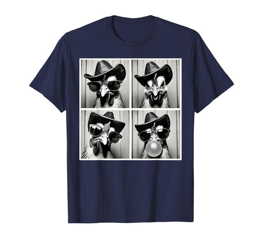 Cowboy Rooster Wearing Sunglasses Photobooth Selfie Western T-Shirt
