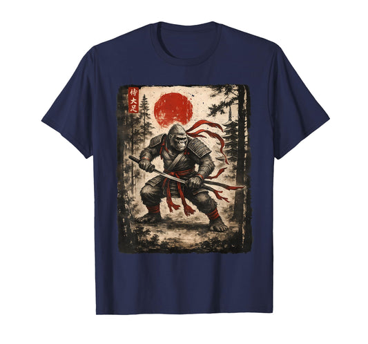 Samurai Bigfoot Japanese Vintage Graphic Ukiyo-e Art Funny T-Shirt