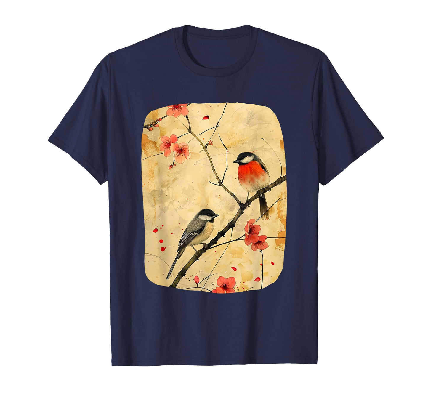 Japanese Art Birds On Cherry Blossom, Japanese T-Shirt