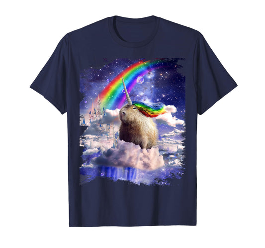 Capybaricorn Capybara Unicorn In Clouds Space Rainbow T-Shirt