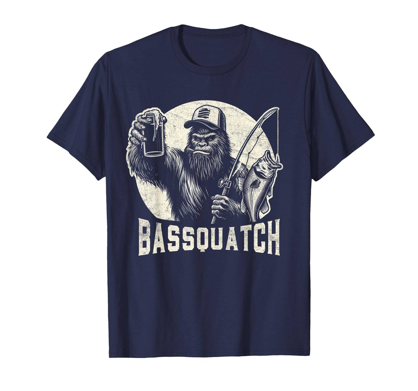 Bassquatch Sasquatch Men's Bass Fishing Bigfoot 80's Vintage T-Shirt