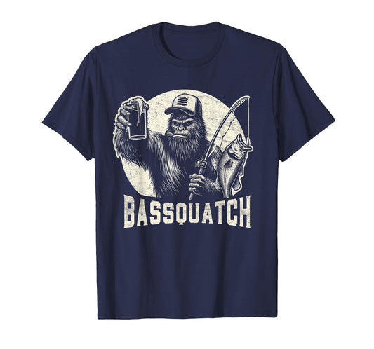 Bassquatch Sasquatch Men's Bass Fishing Bigfoot 80's Vintage T-Shirt