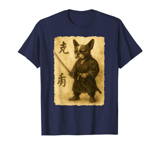 Samurai French Bulldog Watercolor Ukiyo Style T-Shirt