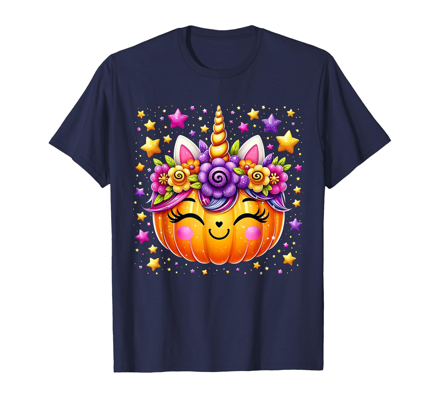 Cute Unicorn Pumpkin Girls Kids Funny Halloween T-Shirt